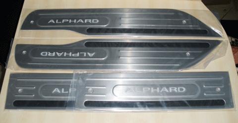 Toyota Alphard 2008-on Blue LED Door Sill Plates (Broad) - Click Image to Close